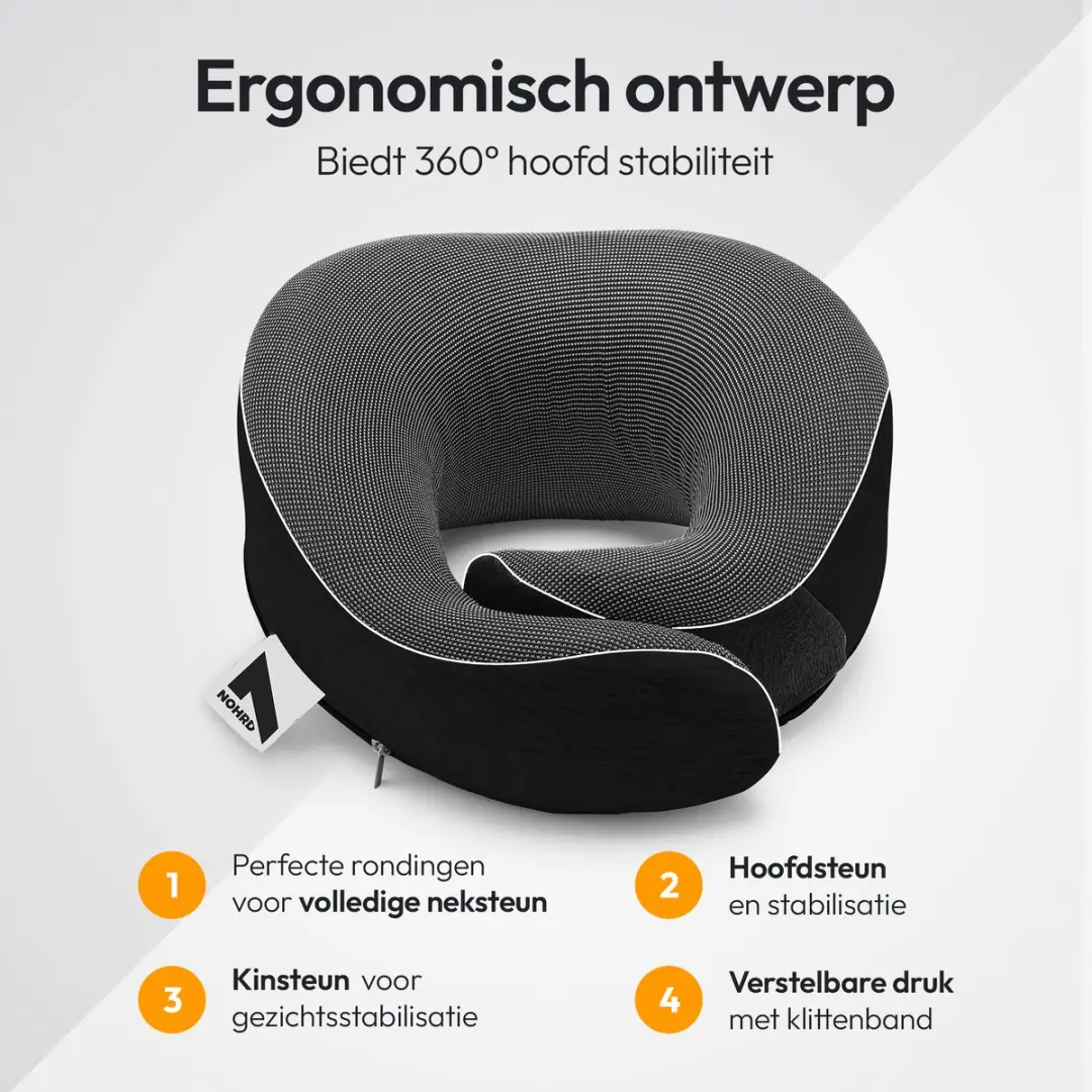 Nohrd Nekkussen Vliegtuig - Zwart - Memory Foam