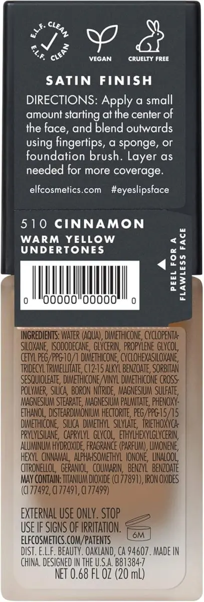ELF Cosmetics Flawless Satin Finish Foundation Cinnamon - 20ml