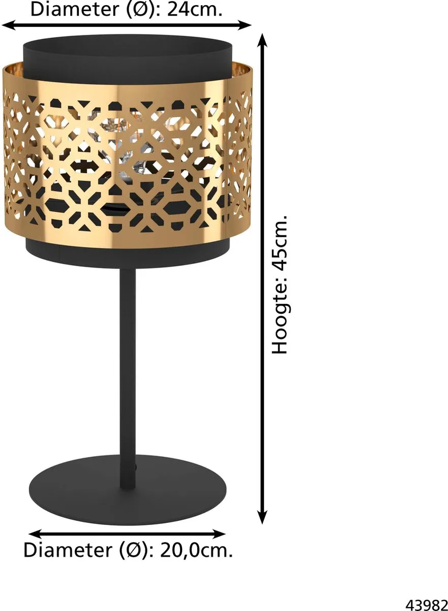 Eglo Sandbach Tafellamp E27 - 45 cm - Zwart/Goud