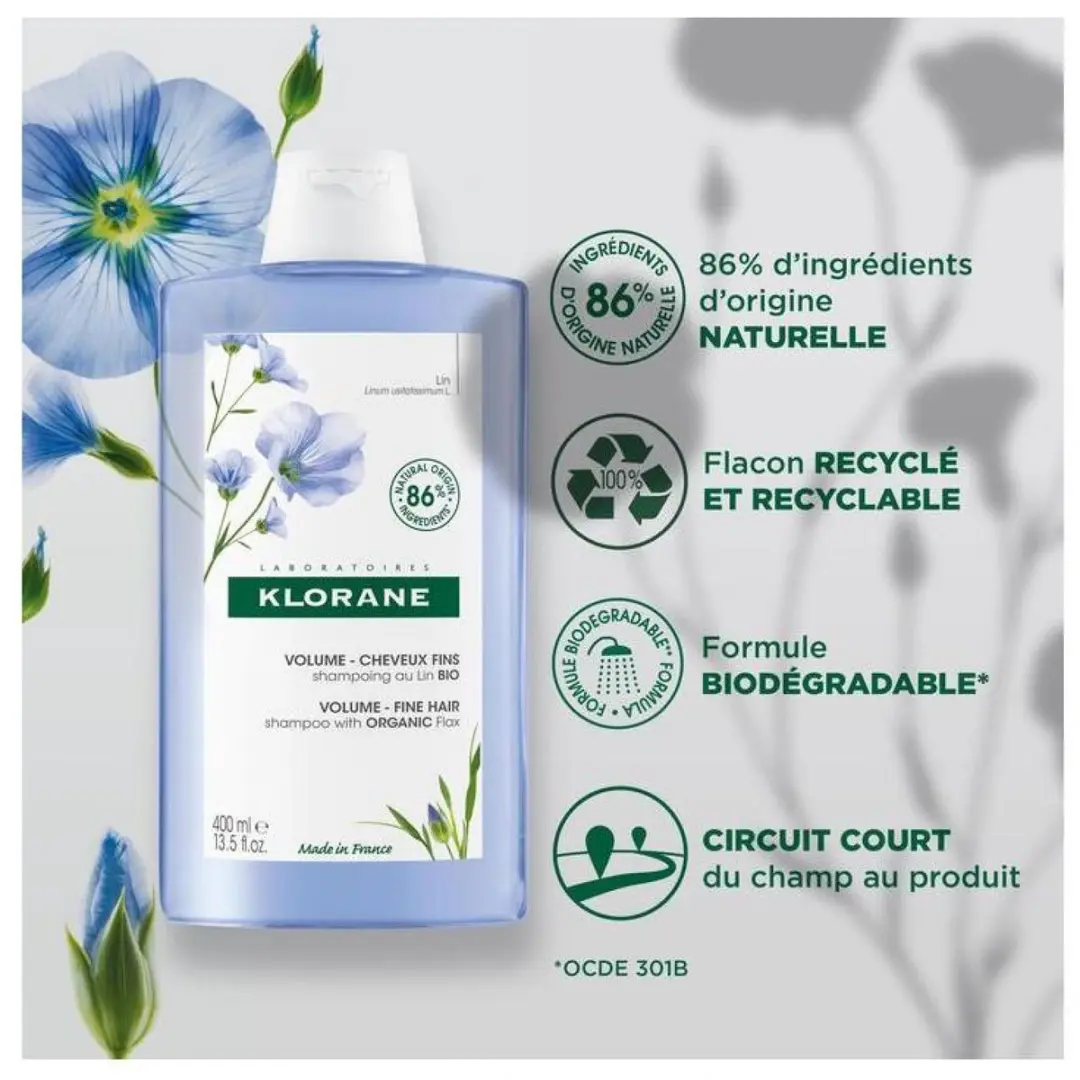 Klorane Haar Lin Vlasvezels Shampoo 400ml