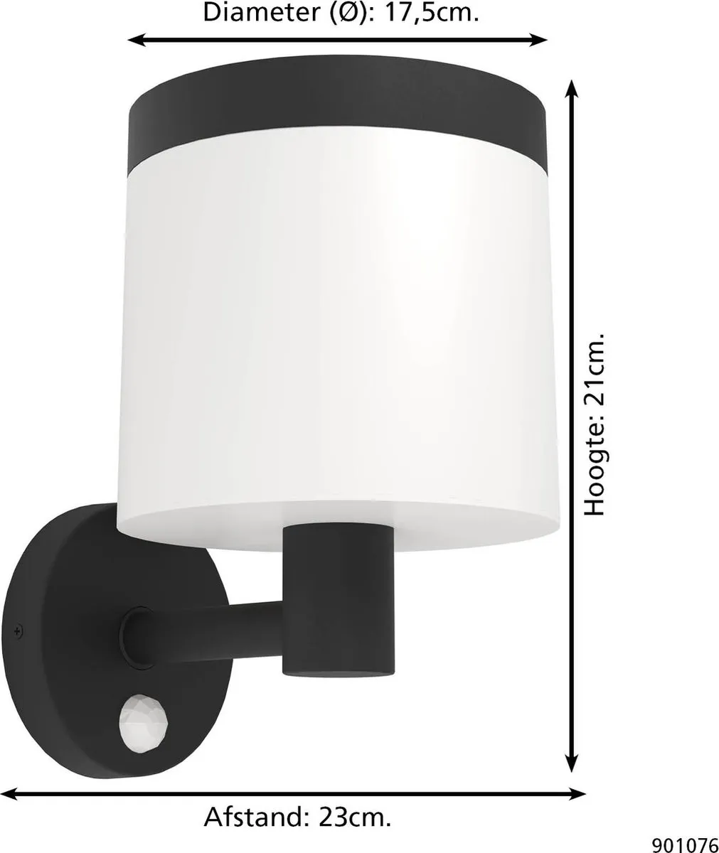 Eglo Pantete Solar Wandlamp LED 21cm - Zwart/Wit
