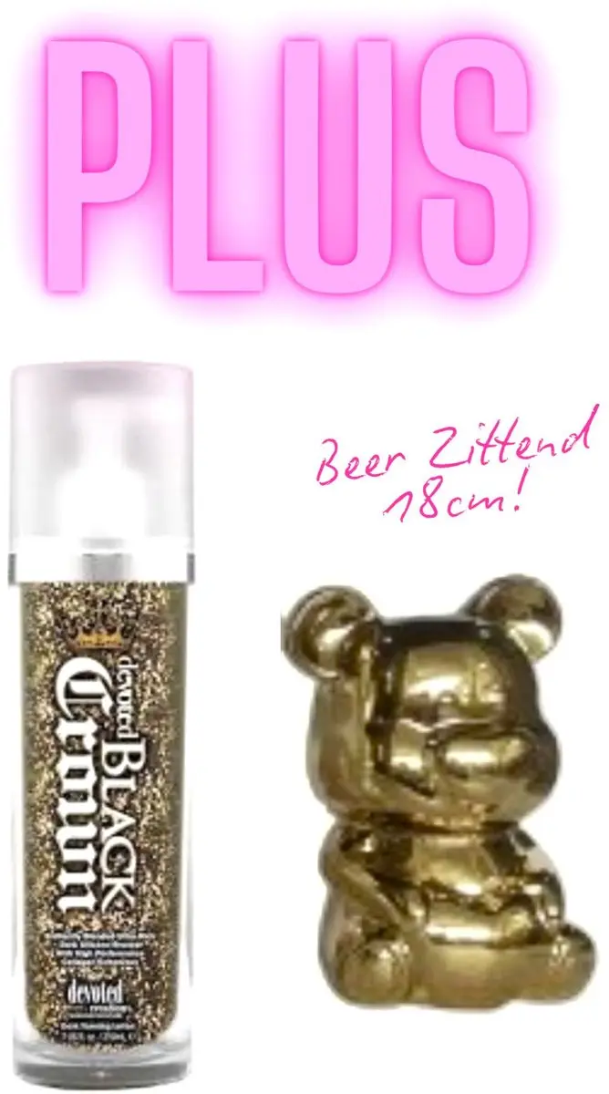 Devoted Creations Black Crown Zittende Beer Goud