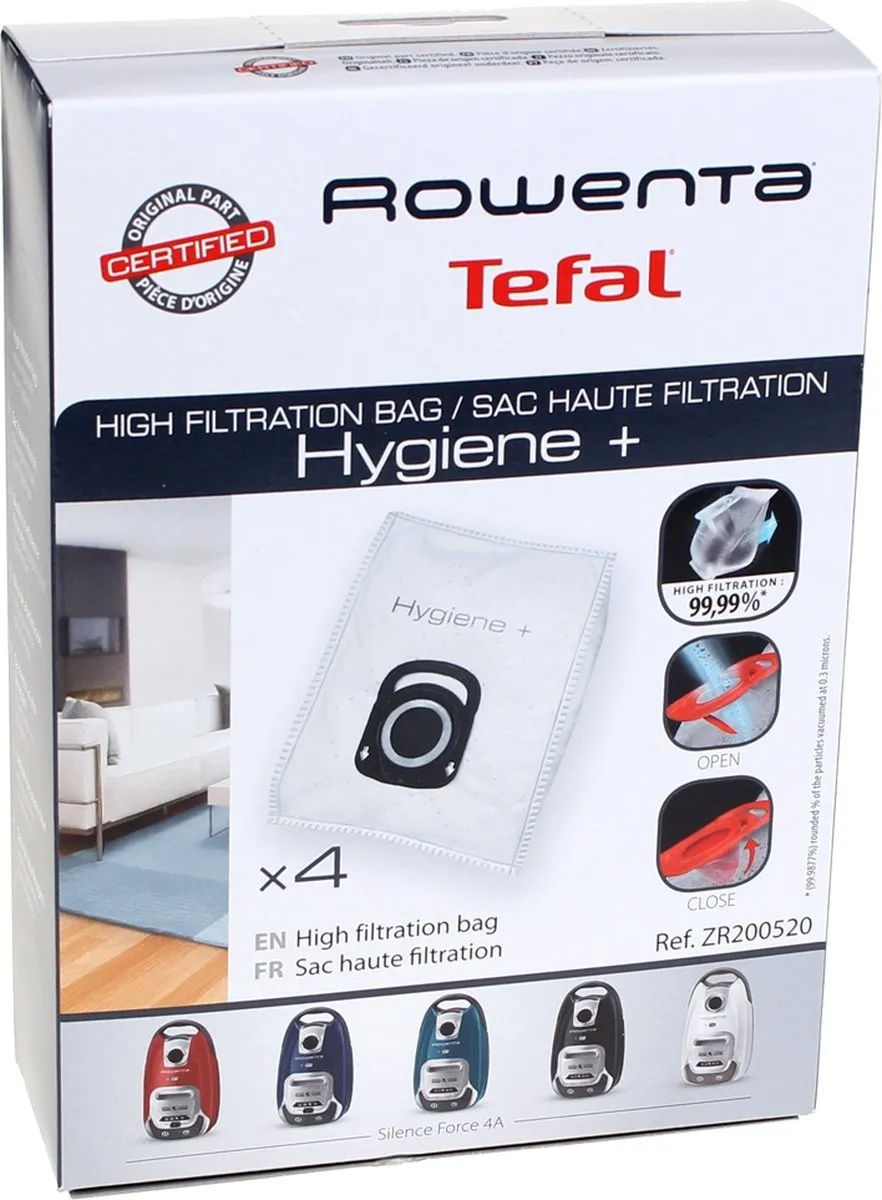 Rowenta Hygiëne+ ZR2005 Stofzuigerzakken - 4 Stuks - HEPA