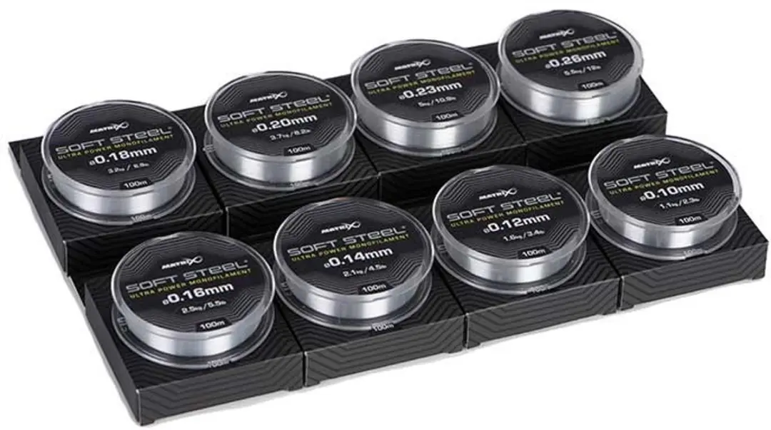Matrix Soft Steel Ultra Power Monofilament 0.18mm - 100m - Zwart