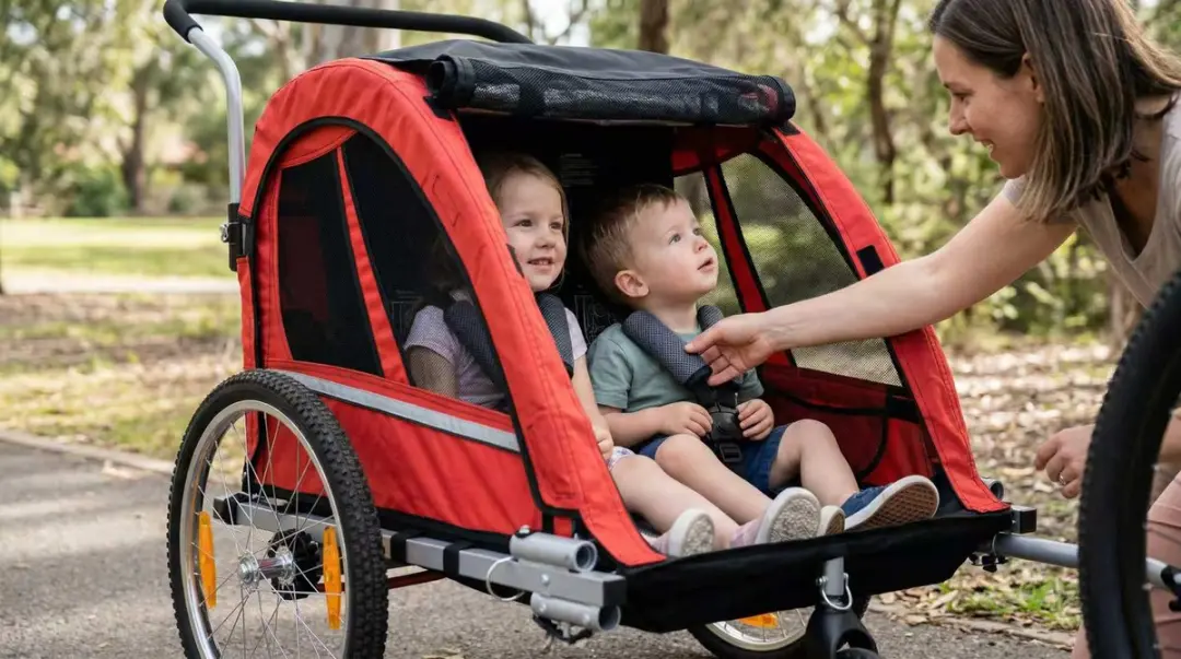Fluid 2-in-1 Kinderfietskar - 40kg - 5-puntsgordel - Rood