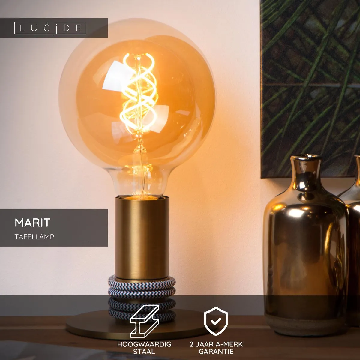 Lucide MARIT Tafellamp - Mat Goud/Messing