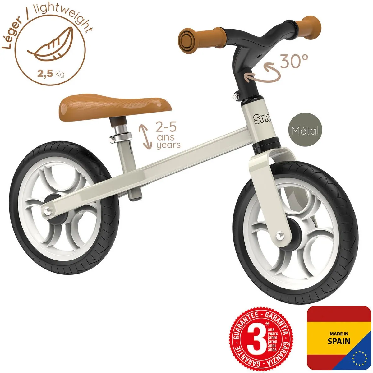 Smoby First Bike Loopfiets 8 Inch - Grijs