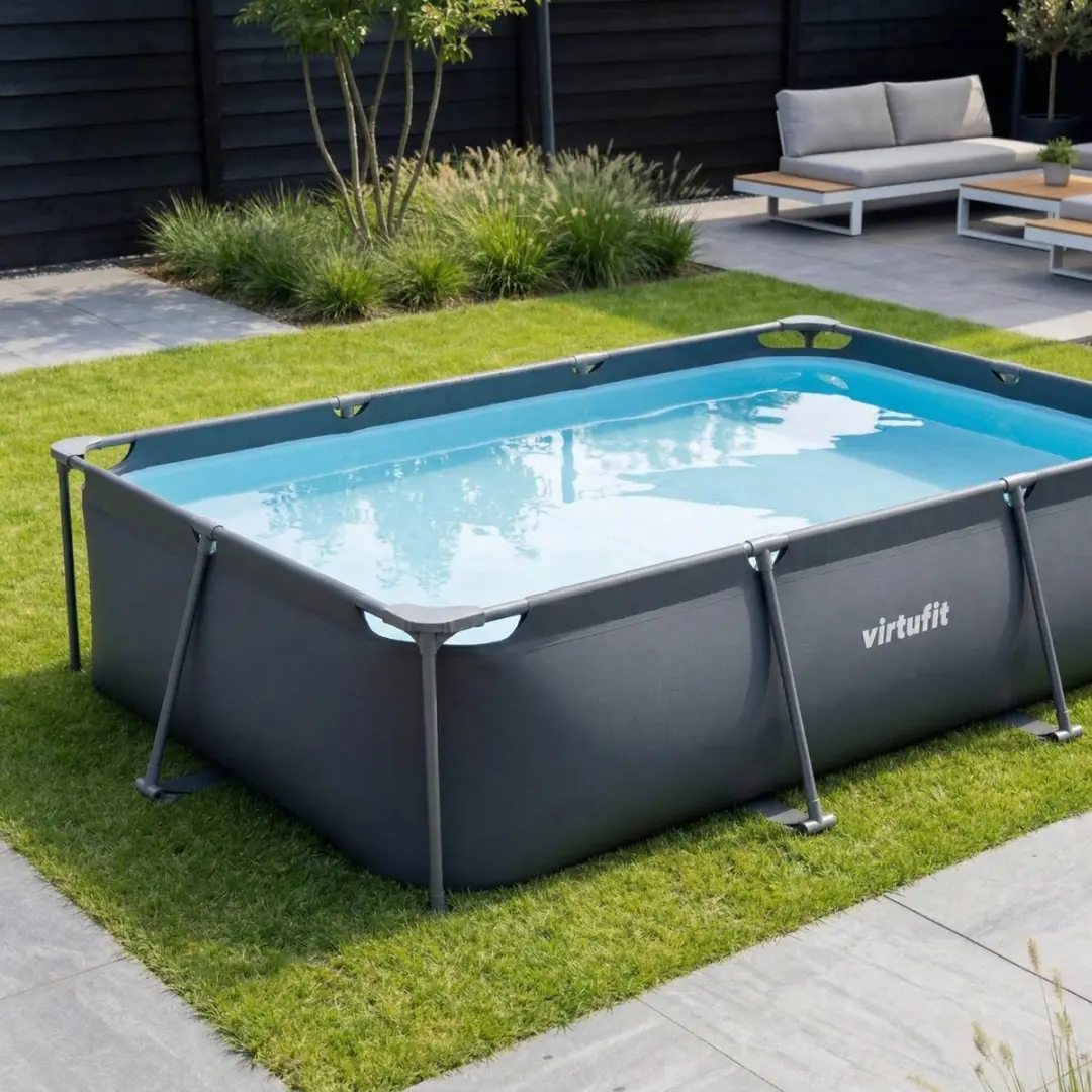 VirtuFit Rechthoekig Zwembad VF13077 - 300x210x66cm - Compleet Pakket Antraciet