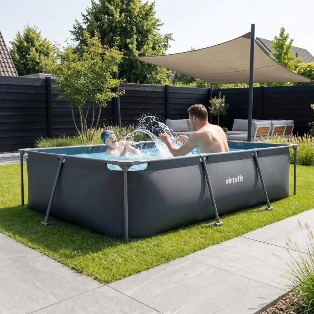 VirtuFit Rechthoekig Zwembad VF13077 - 300x210x66cm - Compleet Pakket Antraciet