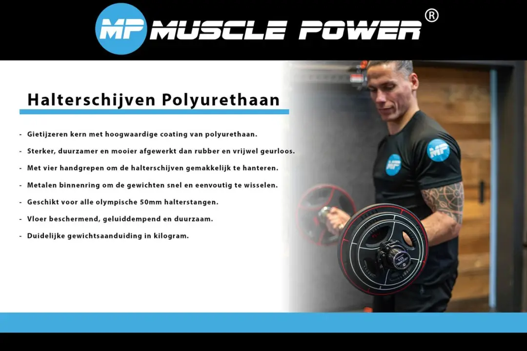 Muscle Power 5 kg Polyurethaan Halterschijf 50mm - Zwart