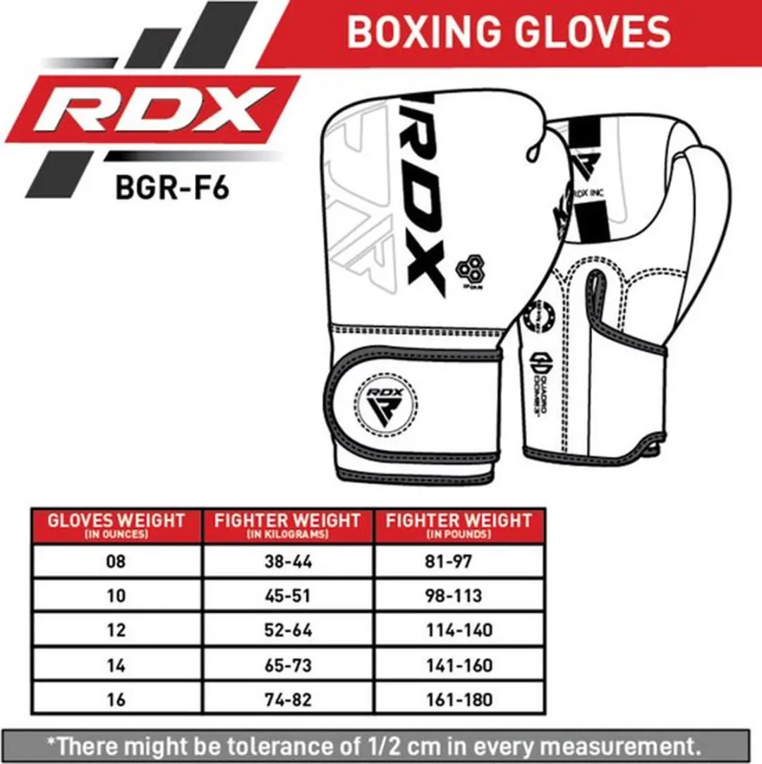 RDX Sports F6 Kara Bokshandschoenen 14 oz - Zwart