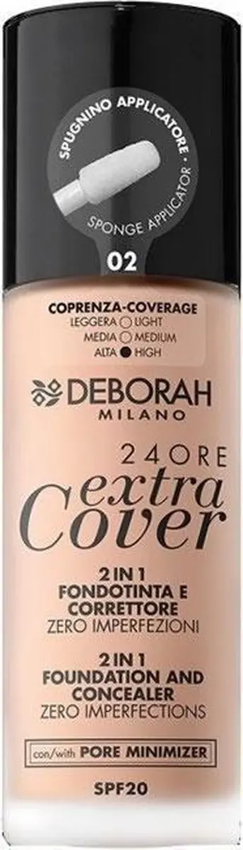 Deborah Milano 24Ore Extra Cover Foundation 02 Beige - 30ml