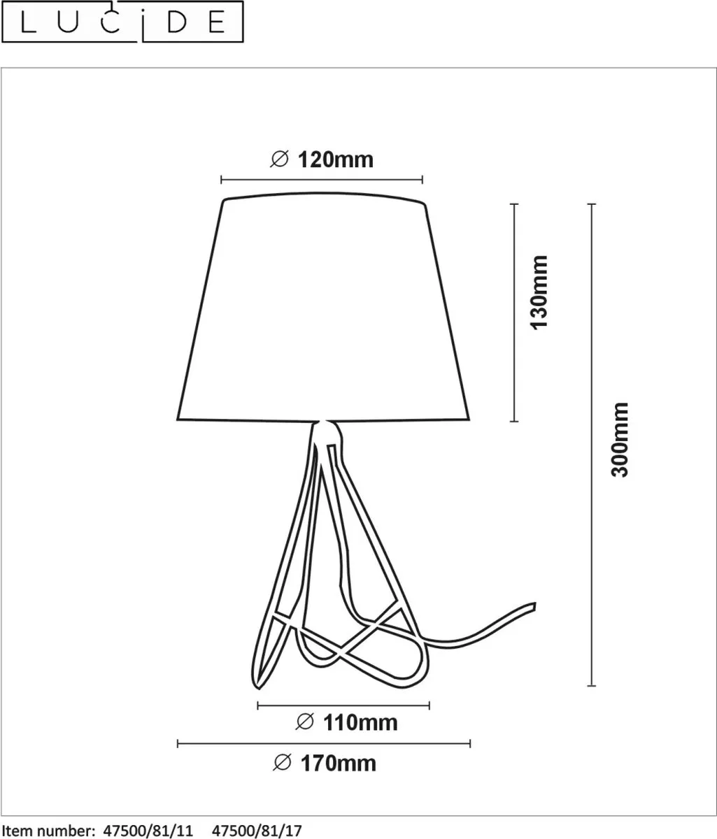 Lucide Gitta Tafellamp Ø17cm - Chroom - afbeelding 6 van 6