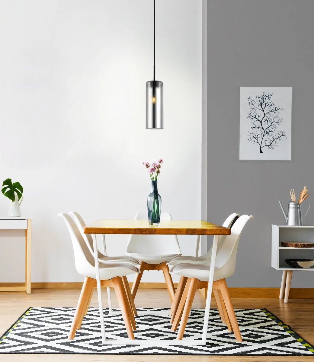 Eglo Keyns Hanglamp E27 - Staal/Glas - Grijs
