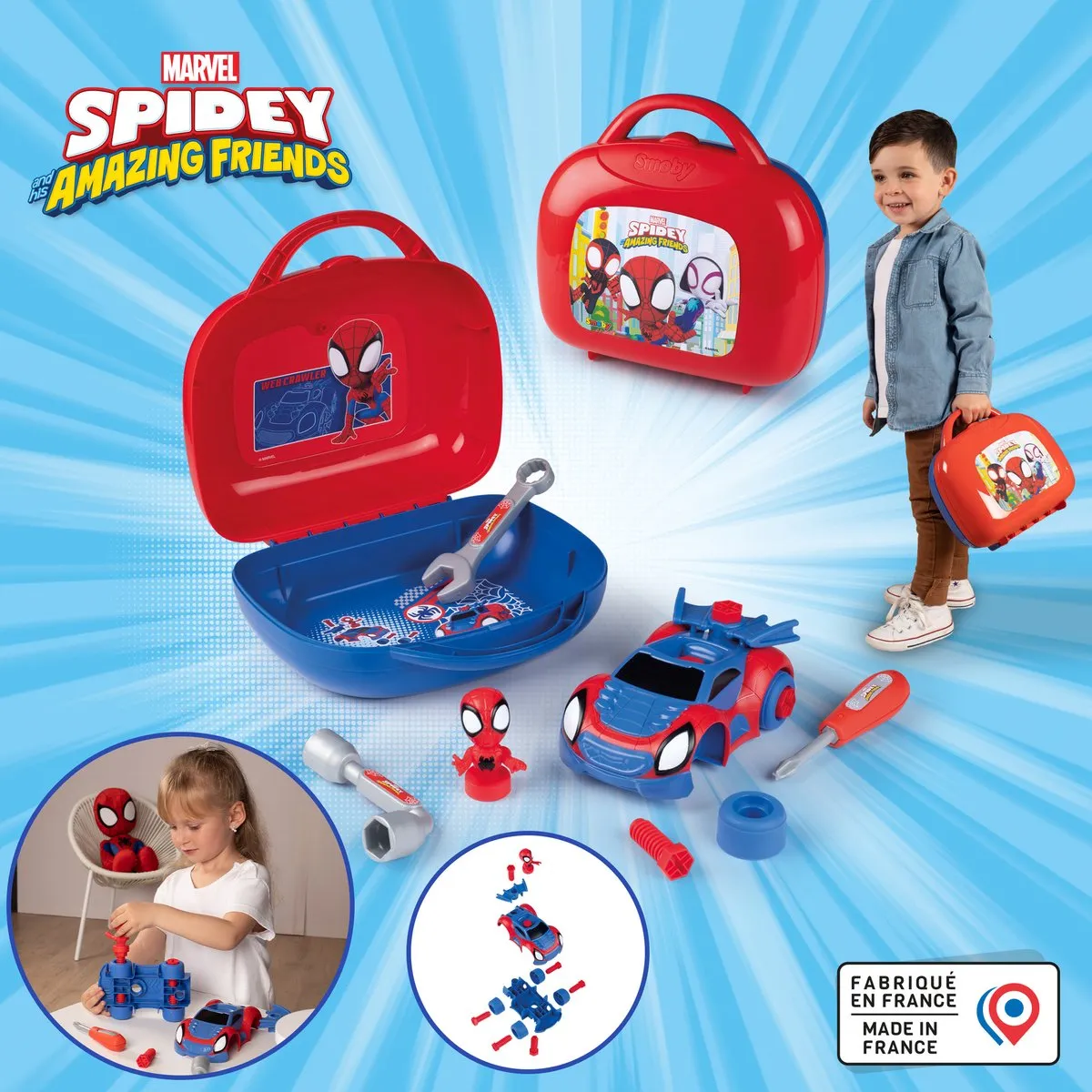 Smoby Spidey Gereedschapskoffer - Spiderman Rolspel - Rood/Blauw/Grijs