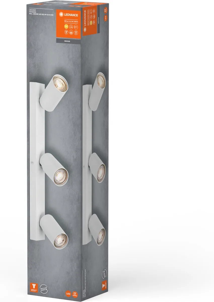 LEDVANCE LED Spot Octagon GU10 3x3,4W - 690lm - 2.700K - Wit