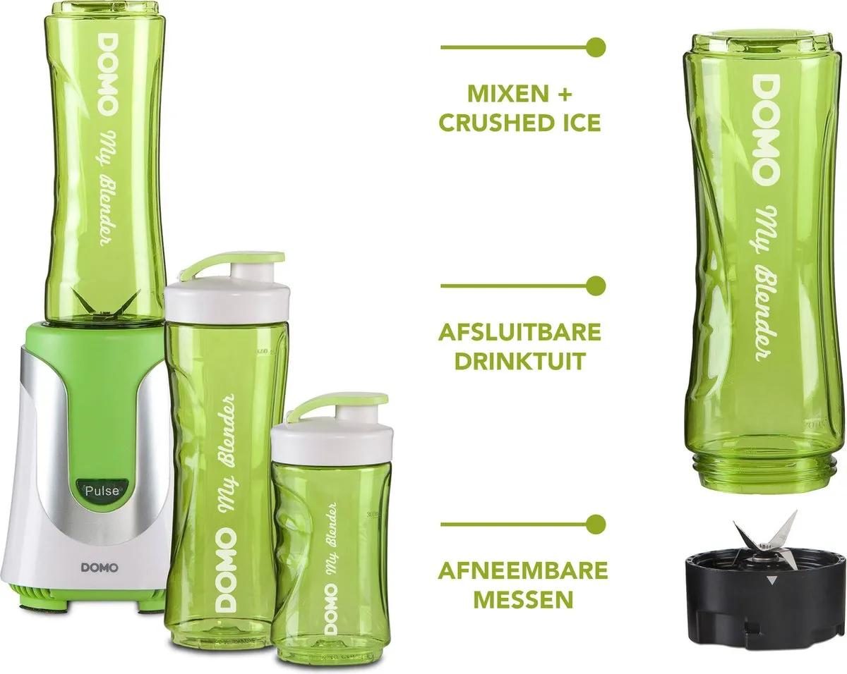 Domo My Blender DO436BL - Groene Drinkflessen 300ml & 600ml