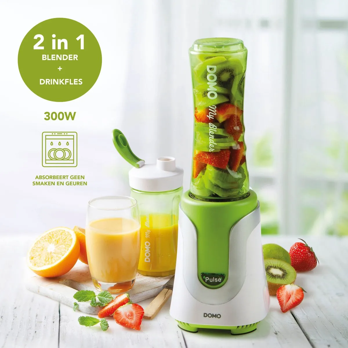 Domo My Blender DO436BL - Groene Drinkflessen 300ml & 600ml