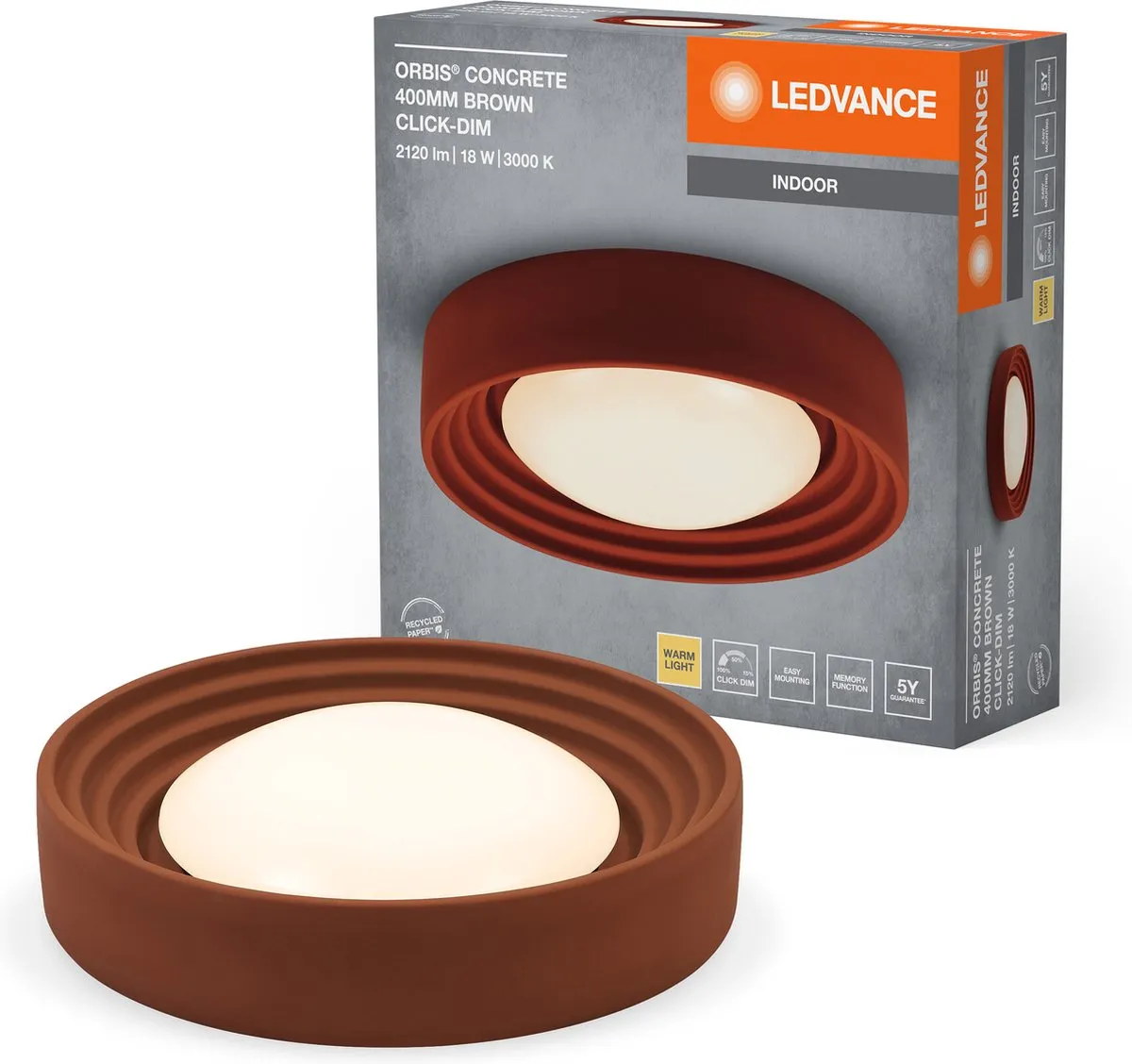 LEDVANCE Orbis Concrete Plafondlamp 18W 1500lm