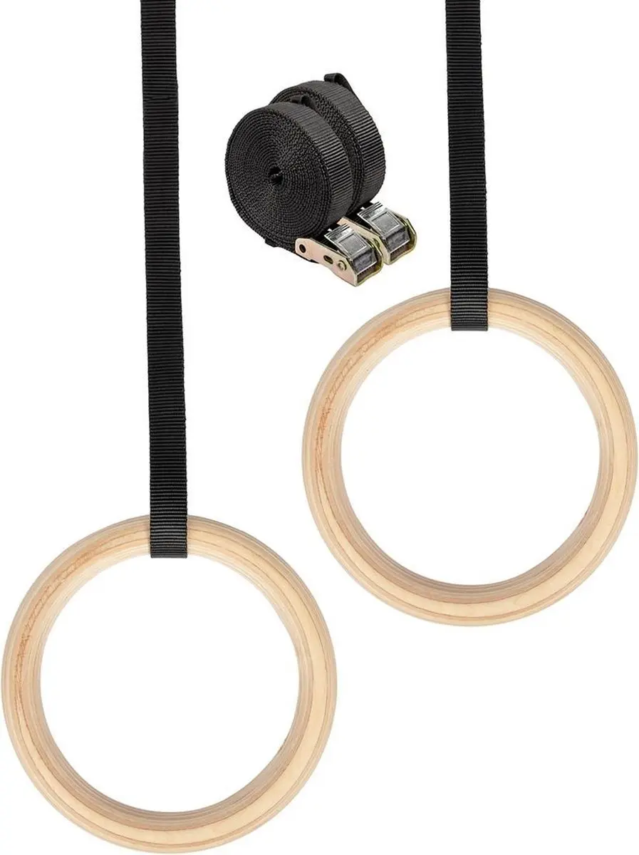 VirtuFit Houten Crossfit Gym Ringen VF03027 - Bruin
