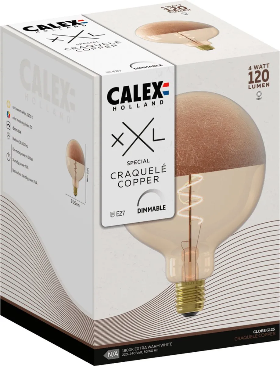 Calex XXL Specials LED Lamp G125 E27 - 120 Lm - Koper