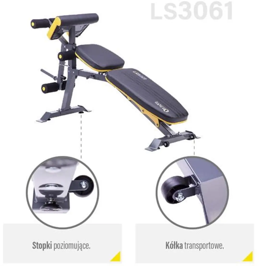HMS LS3061 Gewichthefferbank - Multipositie - Preacher Curl - Zwart/Geel