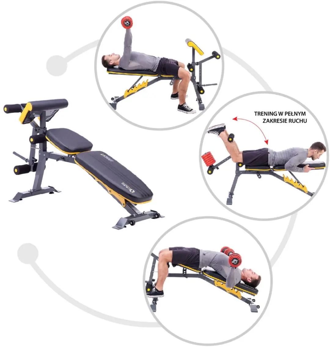 HMS LS3061 Gewichthefferbank - Multipositie - Preacher Curl - Zwart/Geel