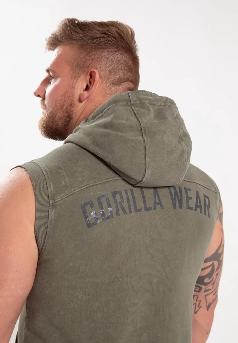 Gorilla Wear Silverdale Mouwloze Hoodie 3XL - Legergroen