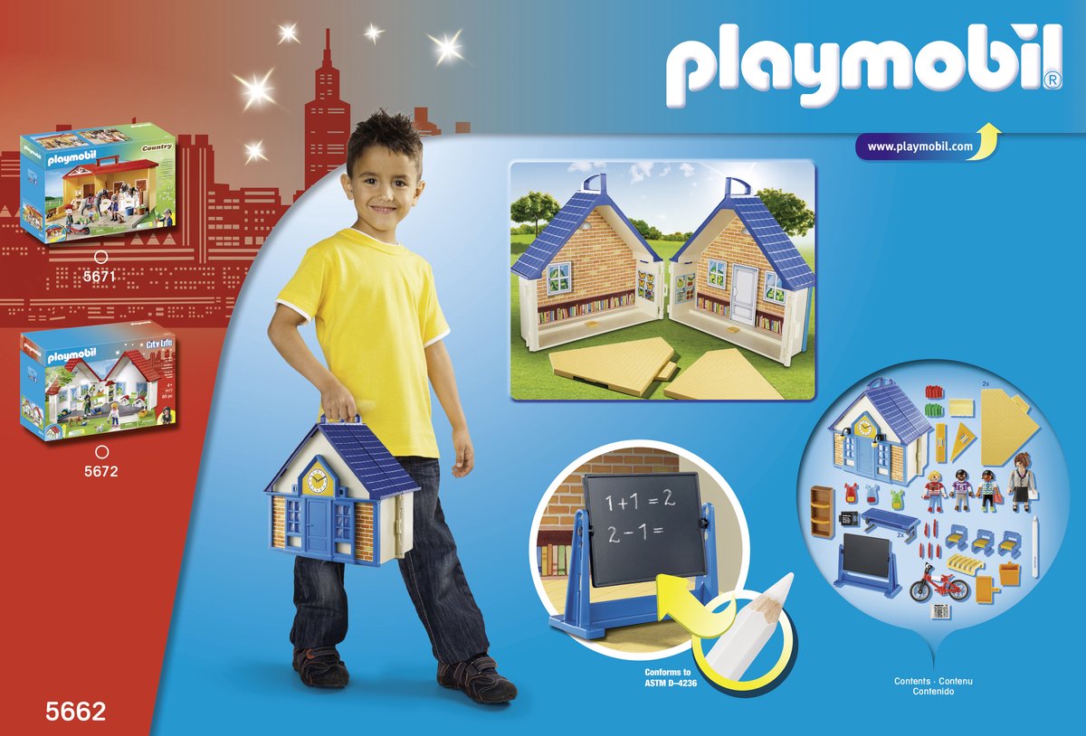 playmobil meeneem school - 5662 - playmobil - handige koffer