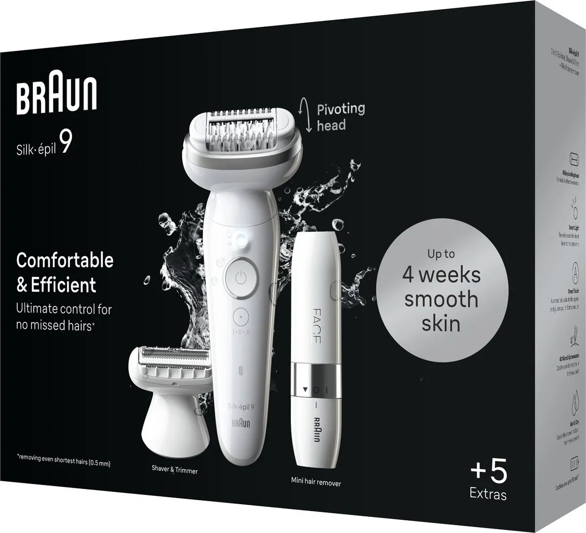 Braun Silk·épil 9 9-341 Epilator - 3 Opzetstukken - Wit/Zilver