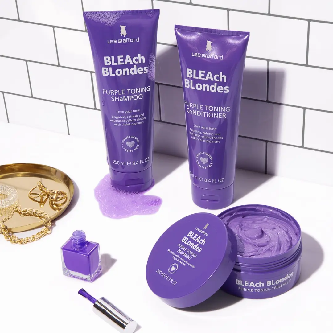 Lee Stafford Bleach Blondes Purple Toning Set - 4x250ml