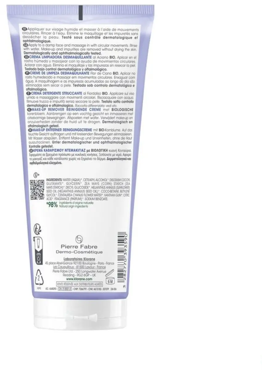 Klorane Bleuet Make-Up Remover Crème 200ml