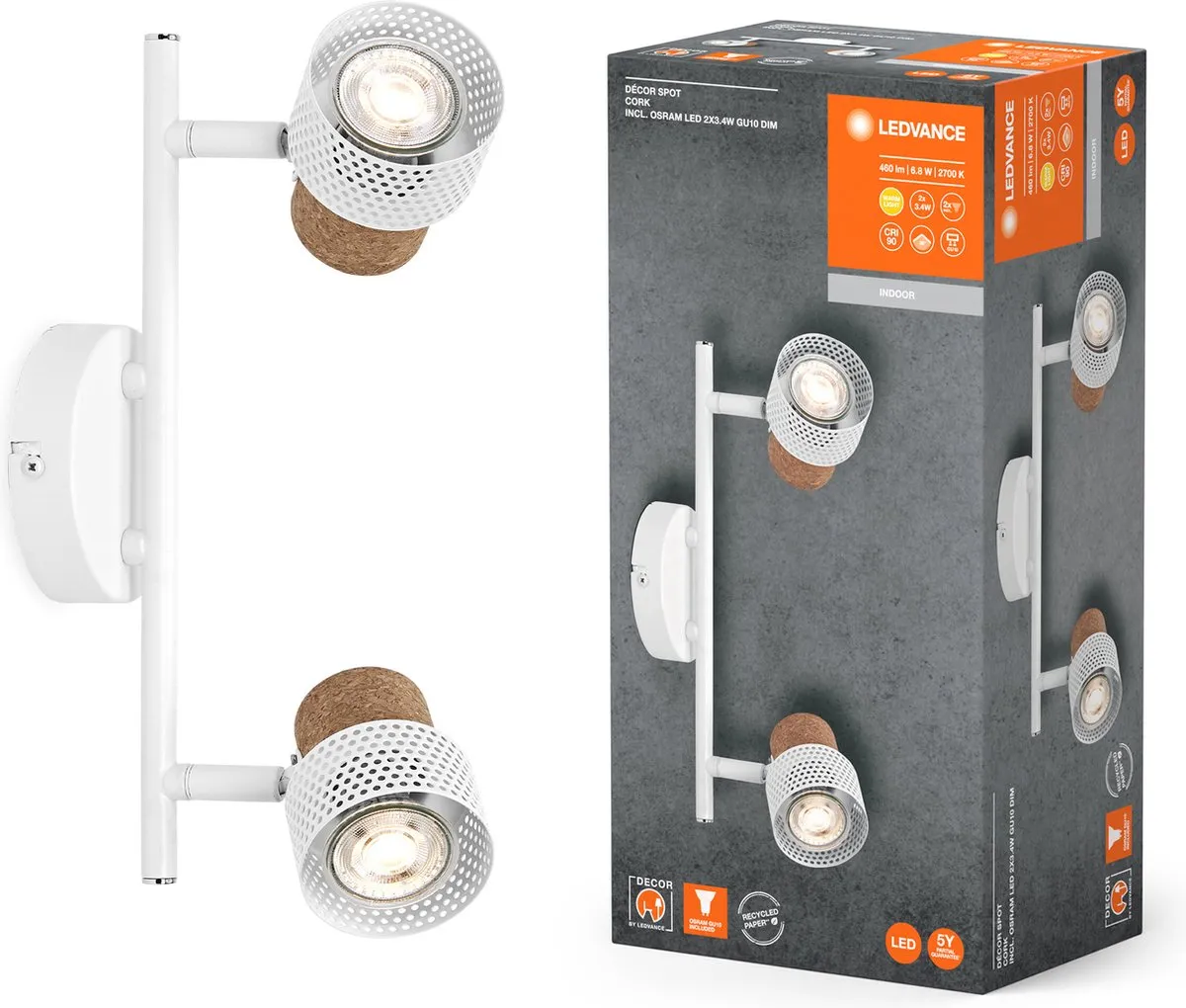 LEDVANCE Decor Spot Cork GU10 - 2x3,4W 460lm Warm Wit