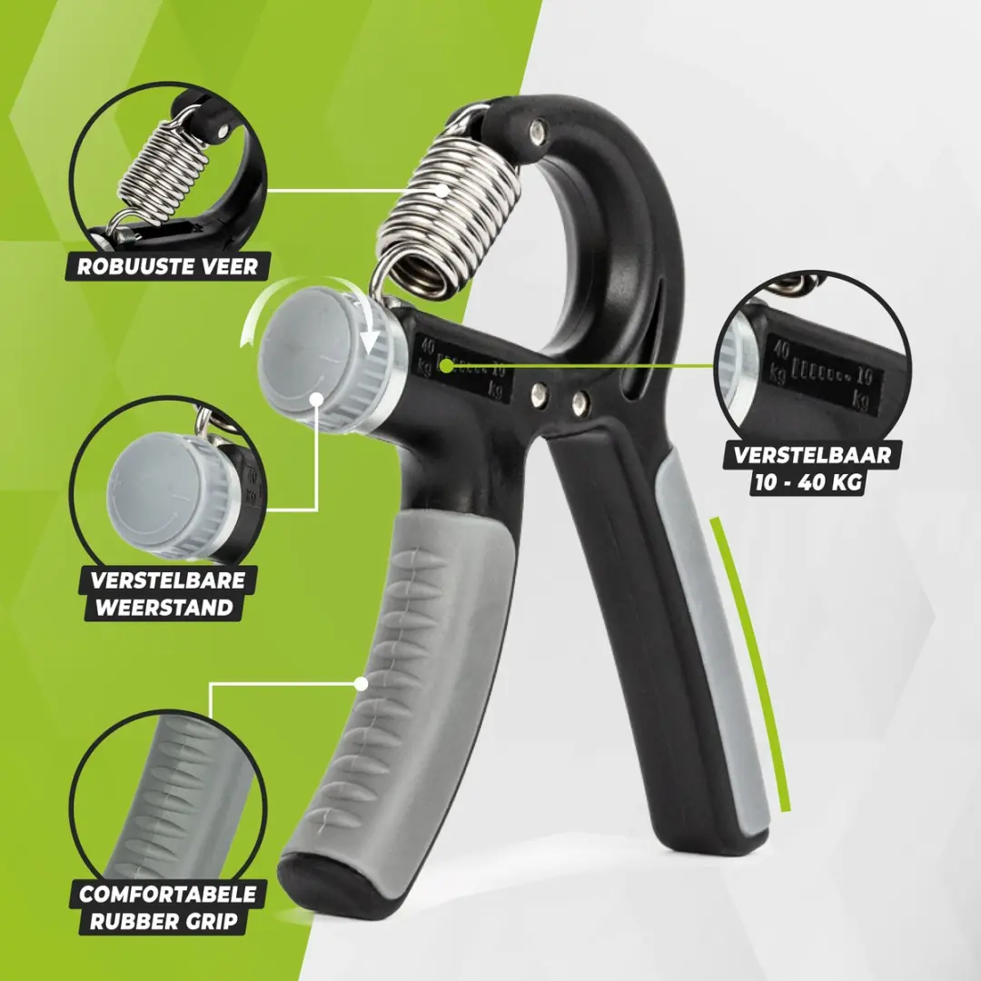 VirtuFit Verstelbare Handknijper 10-40kg - Grijs/Zwart