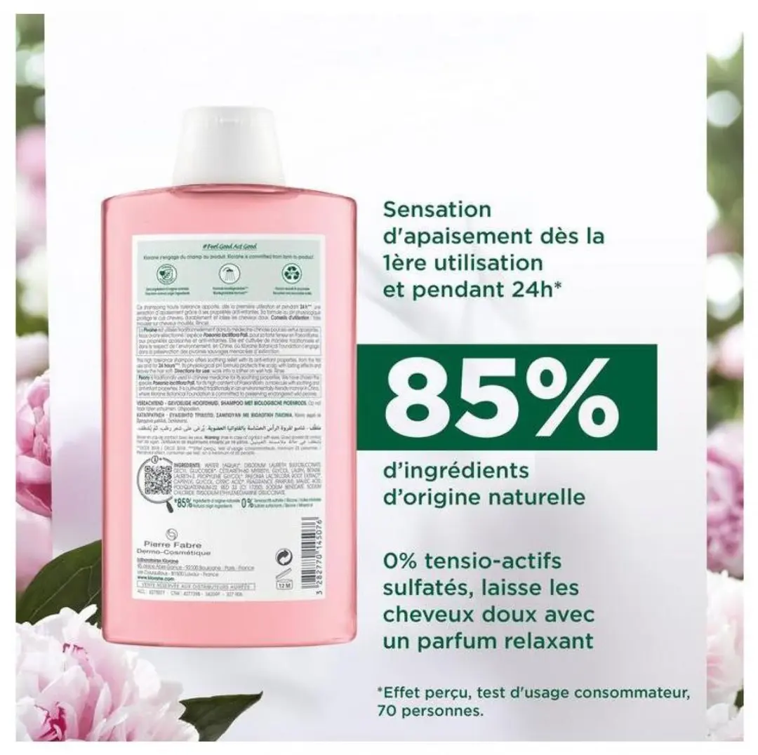 Klorane À La Pioen Bio Verzachtende Shampoo 400ml