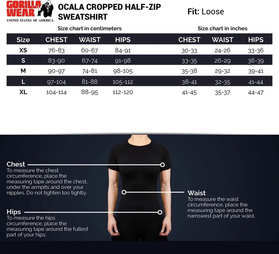 Gorilla Wear Ocala Cropped Half-Zip Sweatshirt L - Zwart
