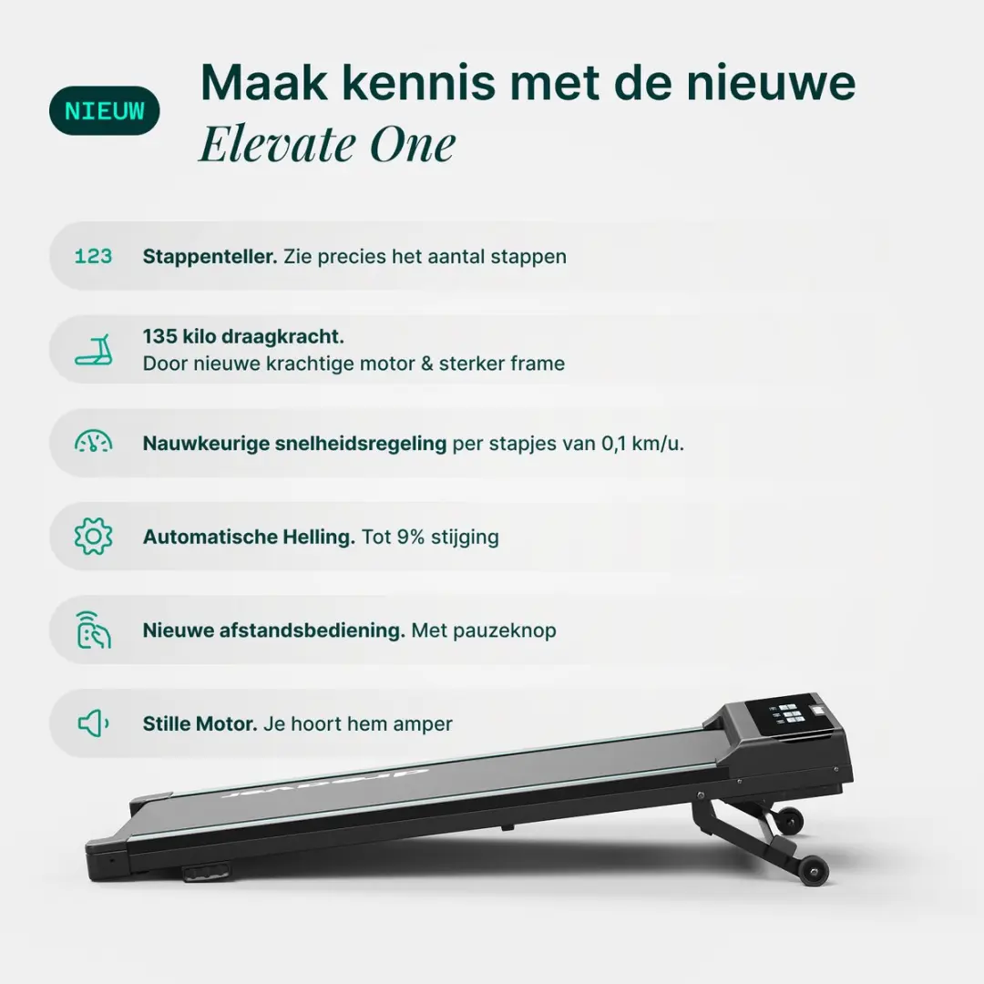 Dreaver Elevate One Loopband 6KM/U - 9% Hellingsfunctie - Zwart