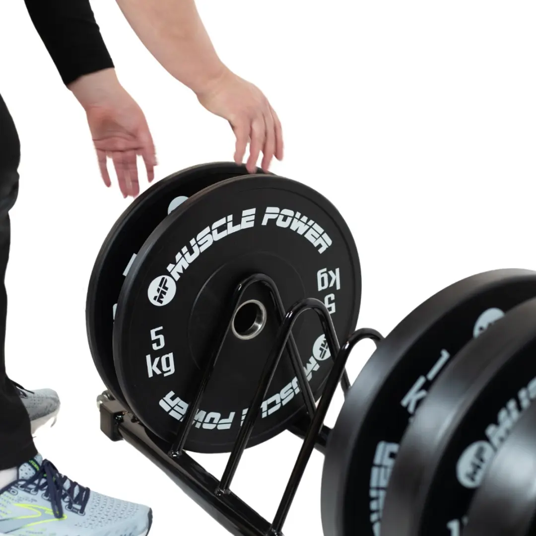 Muscle Power Opbergrek voor 8 Bumper Plates - Zwart
