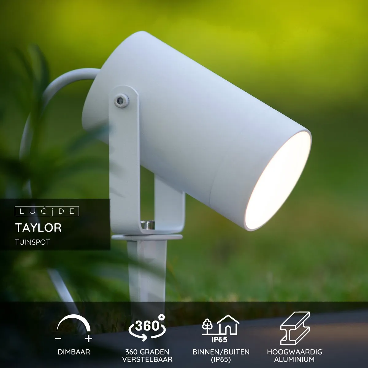 Lucide Taylor Tuinspot Ø10cm GU10 - IP65 - Wit