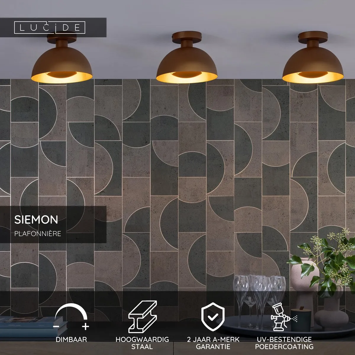 Lucide SIEMON Plafondlamp Ø25cm - Okergeel