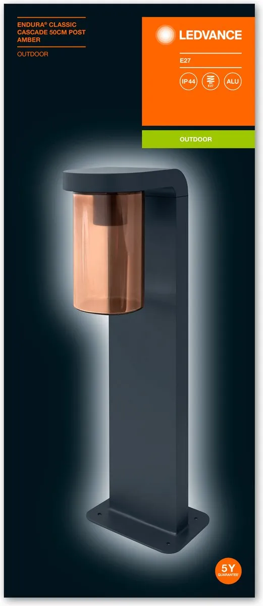 LEDVANCE Endura Classic Cascade 50cm Vloerlamp - E27 - Aluminium/Amberglas - Dunkelgrau