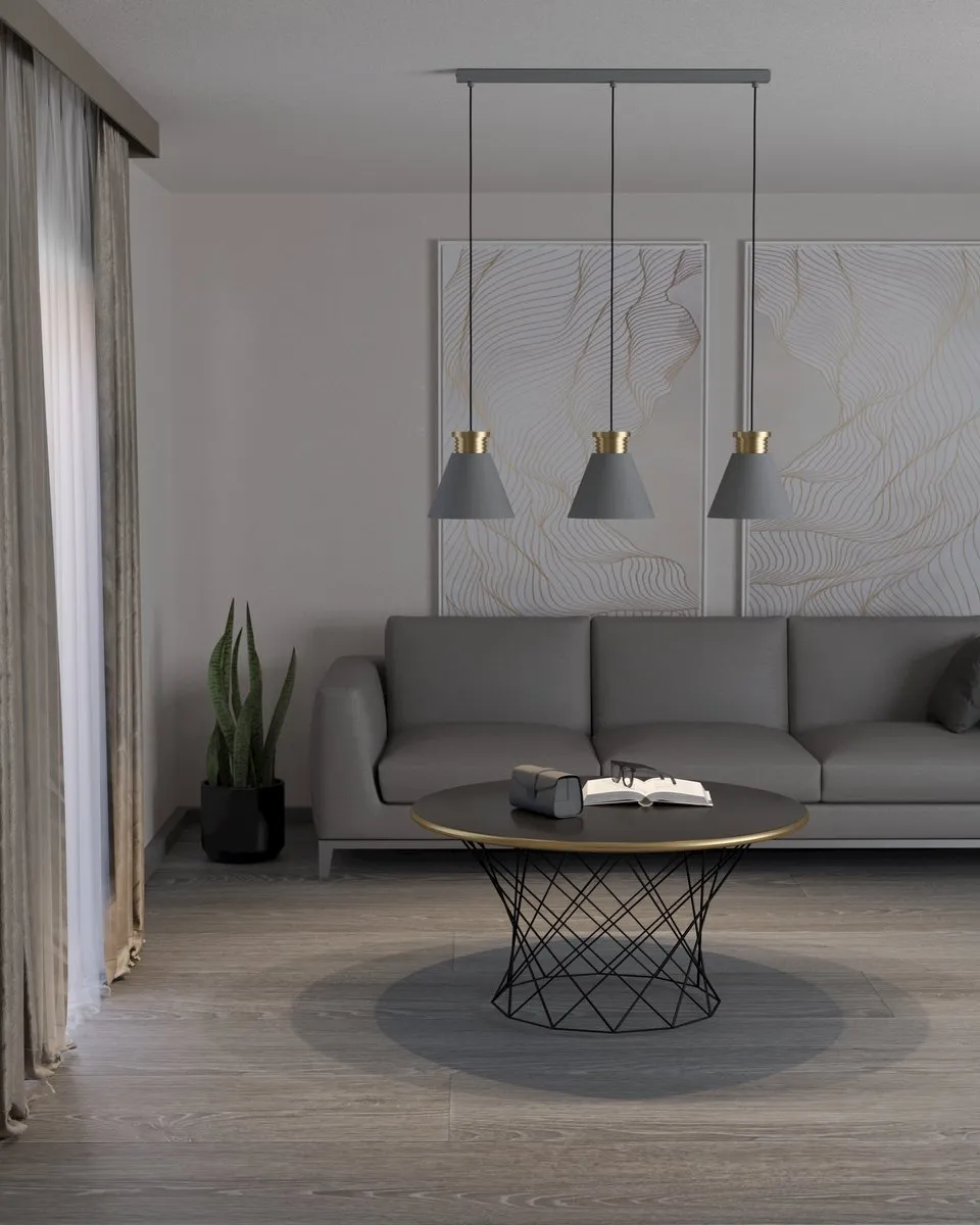 Eglo Twicken Hanglamp E27 - 92 cm - Grijs/Goud