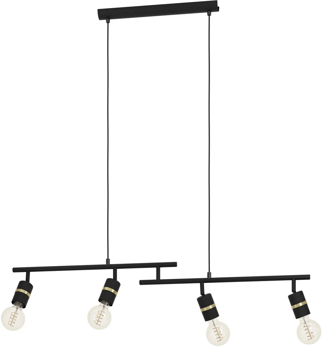 Eglo Lurone Hanglamp E27 - 4 Lichtpunten - Zwart/Goud