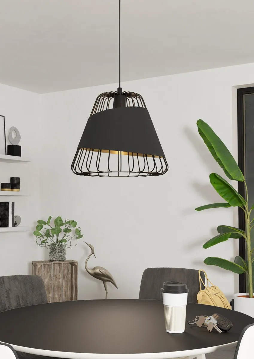 Eglo Austell Hanglamp E27 - 3 Lichthouders - Ø36cm - Zwart/Goud - afbeelding 6 van 6