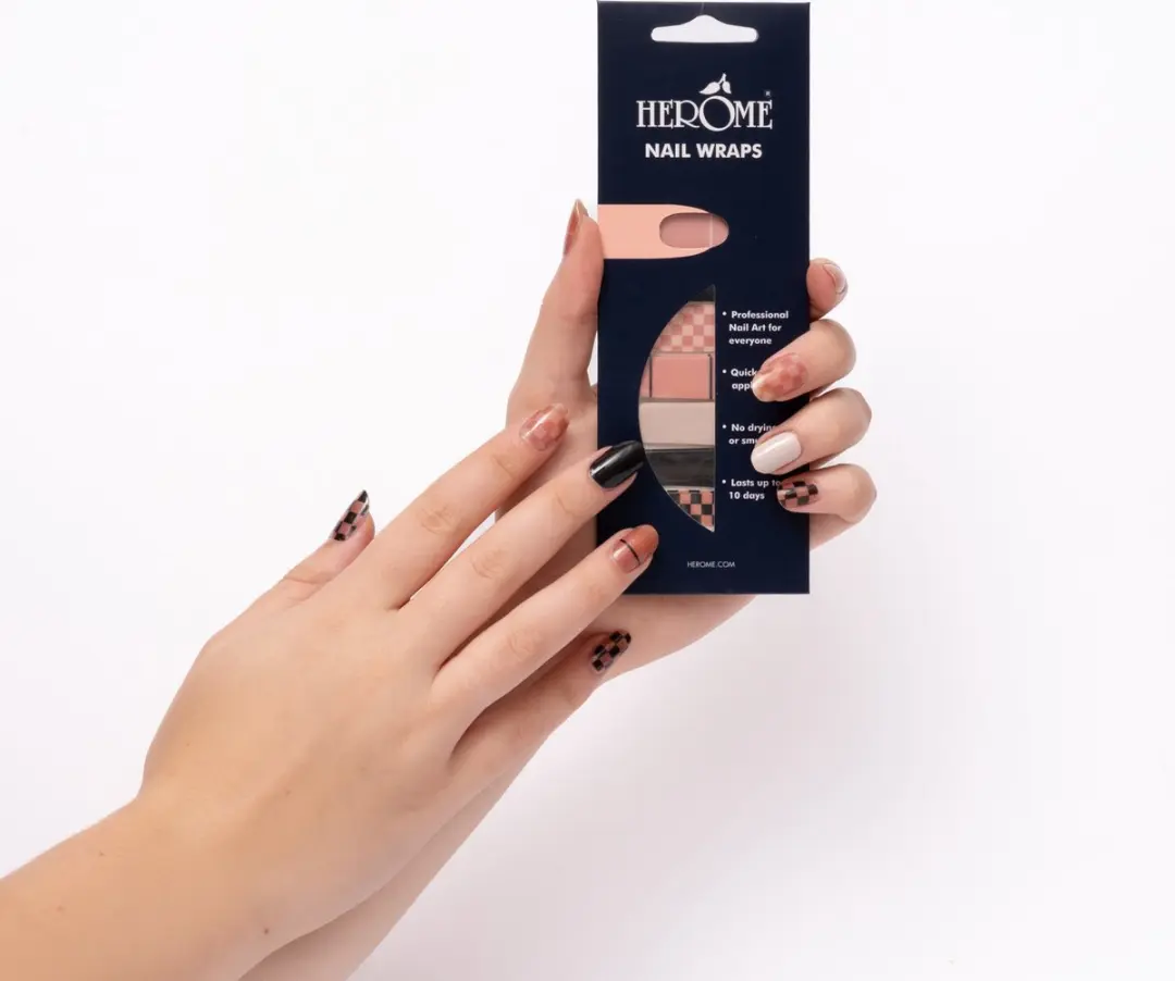 Herome Nail Wraps Vintage Pink Pattern - 20 Stuks - afbeelding 6 van 6