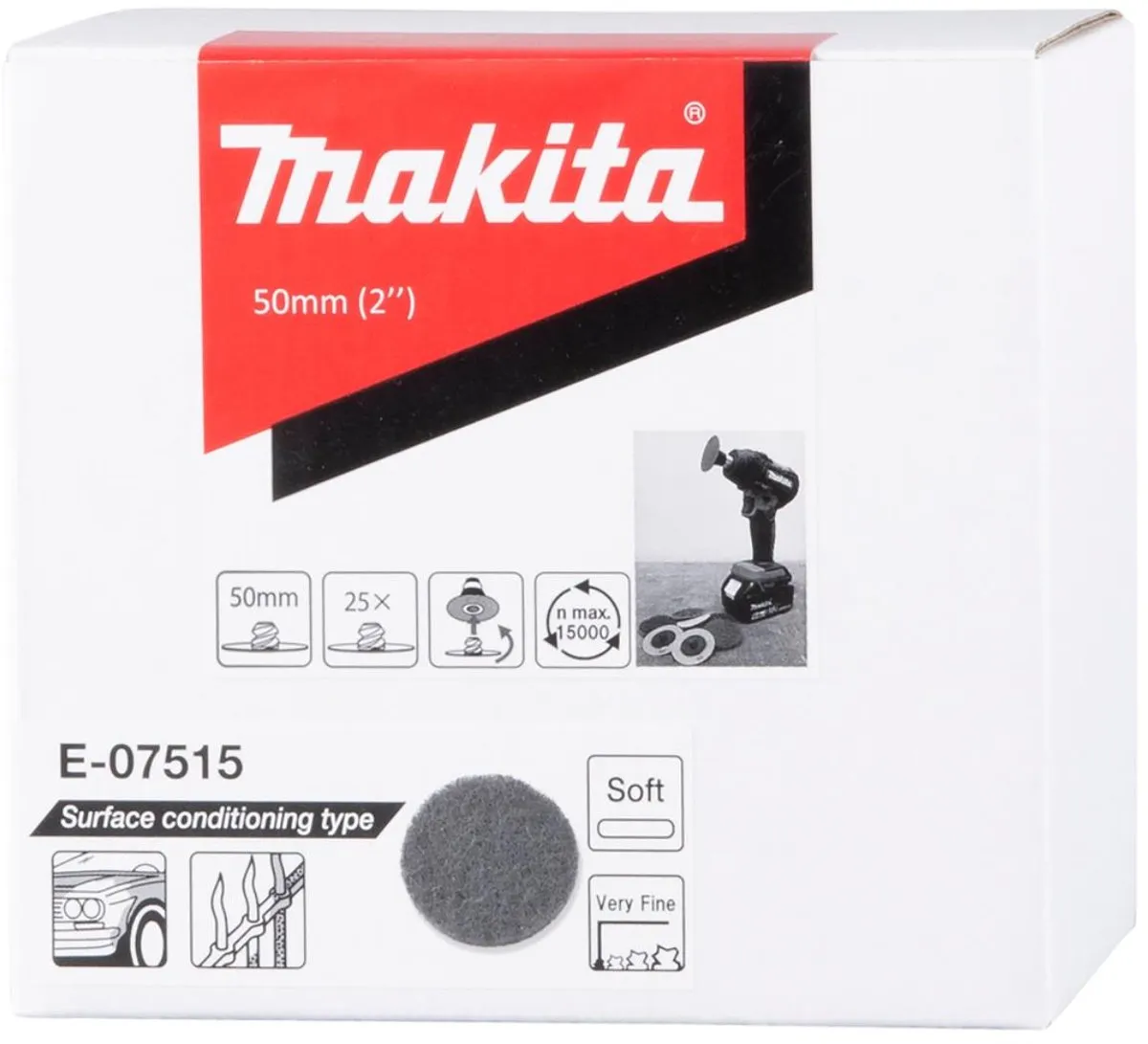 Makita E-07515 Schuurvliesschijf Zeer Fijn/Zacht - 50mm - 25 Stuks