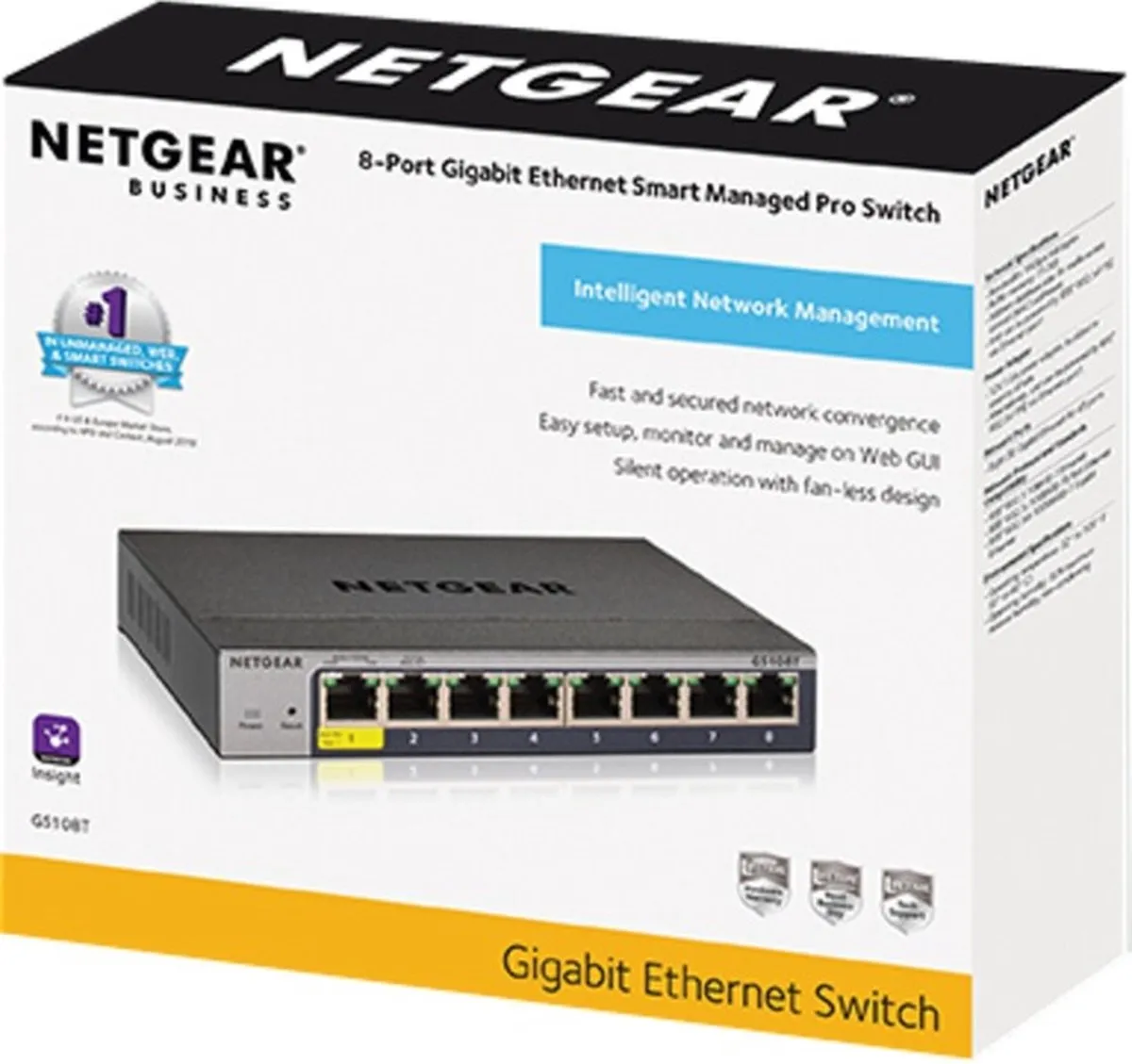 Netgear GS108T Smart Managed Switch 8 PoE-poorten - 16 Gbps
