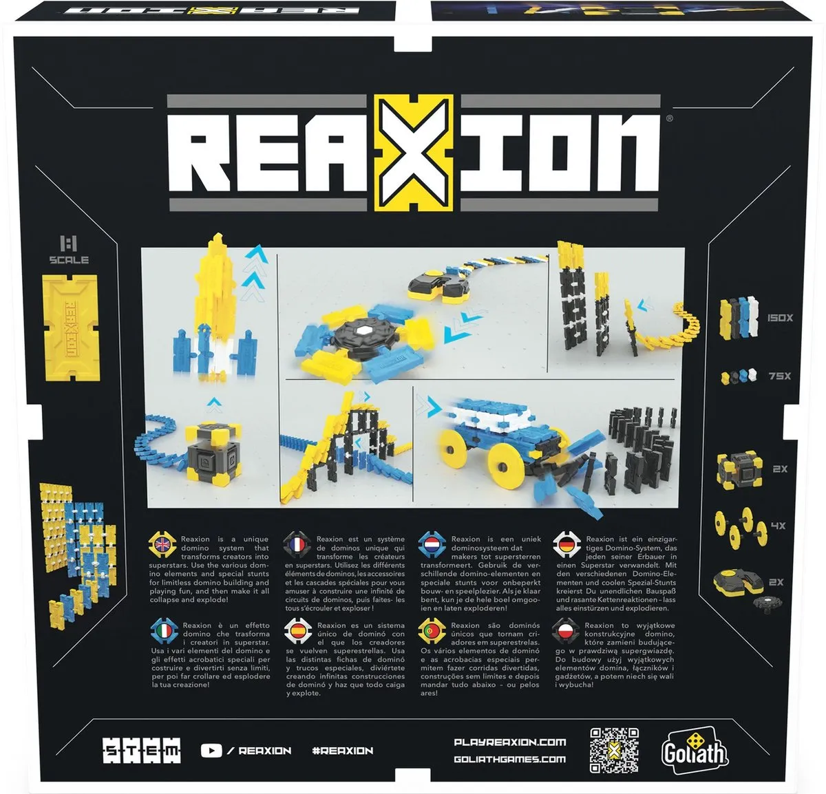 Goliath Reaxion Xplode Domino Bouwset 233 Stuks - Blauw/Geel/Zwart - afbeelding 6 van 6