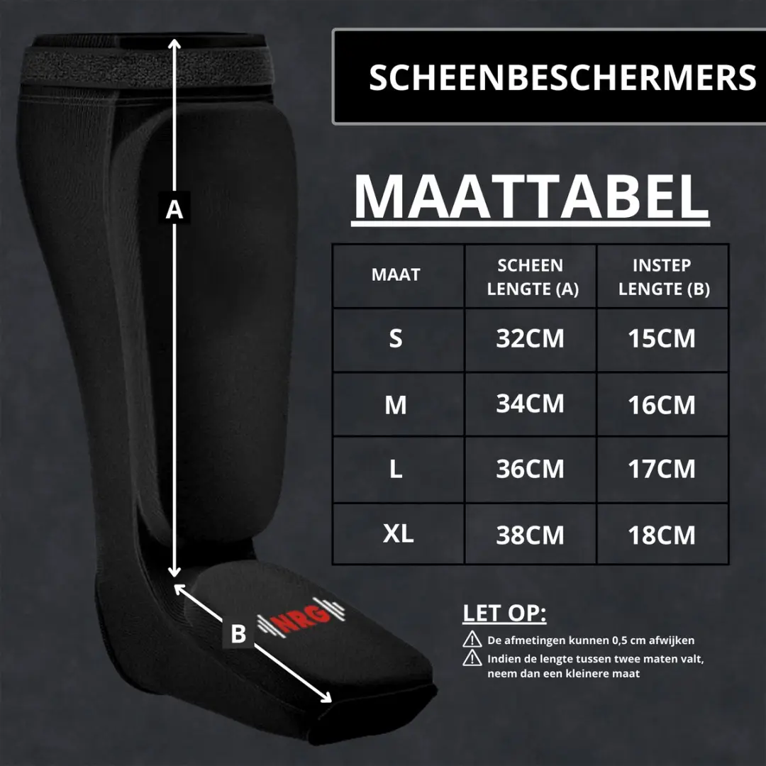 NRG Boxing Scheenbeschermers Kickboksen - Zwart S