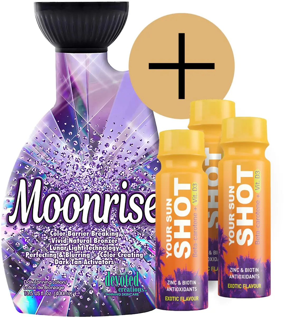 Devoted Creations Moonrise + 3 Your Sun Shots Gezicht/Lichaam Crème 4x400ml